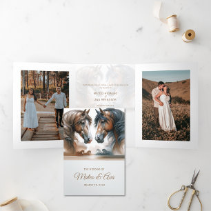 Foto toevoegen Horse Trifold Wedding Invitation Drieluik Uitnodiging