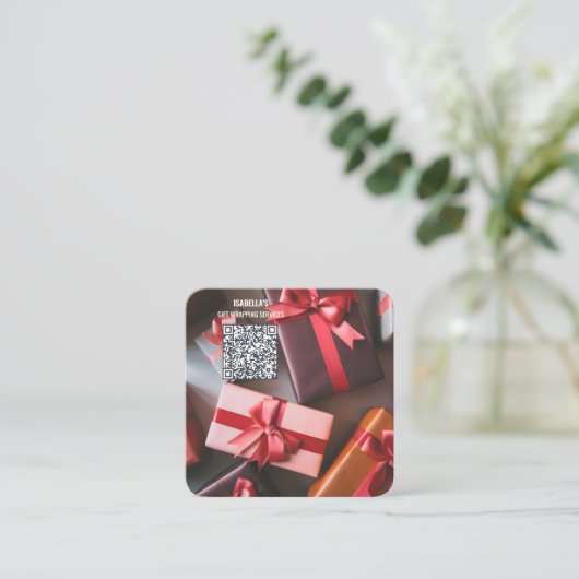 Foto toevoegen Kerst QR-code Vierkante Visitekaartje (Staand voorkant)
