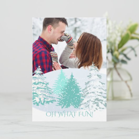 FOTO TOEVOEGEN - KLEUR VERANDEREN Kerstbomen Kaart (Staand voorkant)