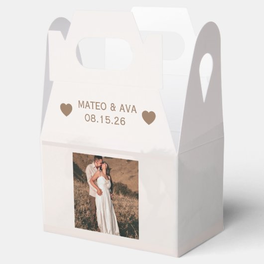 Foto toevoegen Licht Bruin Wedding Favoriet Box Bedankdoosjes (Geopend)