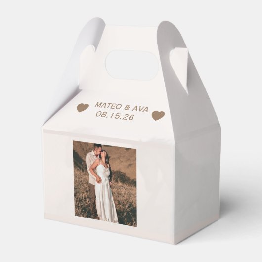 Foto toevoegen Licht Bruin Wedding Favoriet Box Bedankdoosjes (Voorkant Zijde)