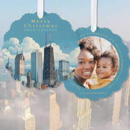 Foto toevoegen Merry Christmas Chicago Ornament Ka Kaart