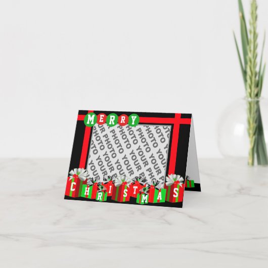 Foto toevoegen Merry Christmas Kaart Gift Box (Voorkant)