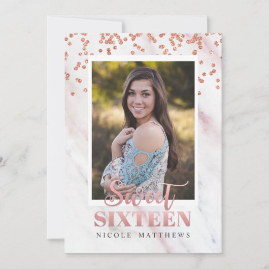 FOTO TOEVOEGEN - Modern Sweet 16 uitnodiging (Voorkant)