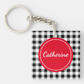 Foto toevoegen, naam Buffalo Controleer rood acryl Sleutelhanger (Voorkant)