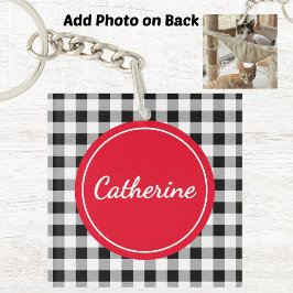 Foto toevoegen, naam Buffalo Controleer rood acryl Sleutelhanger