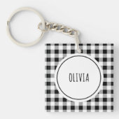 Foto toevoegen, naam Buffalo Controleer wit acryl Sleutelhanger (Voorkant)