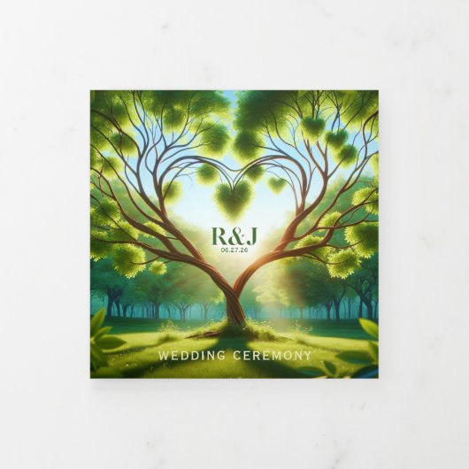 Foto toevoegen Romantisch groen huwelijksprogramma Drieluik Programma (Cover)