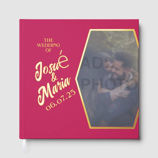 Foto toevoegen Roos Rode bruiloft Folie gastenboek (Voorkant)