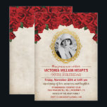 FOTO TOEVOEGEN - Rozen Milestone Birthday Invitati Kaart<br><div class="desc">Foto toevoegen Red Roses Milestone Birthday Invitation</div>