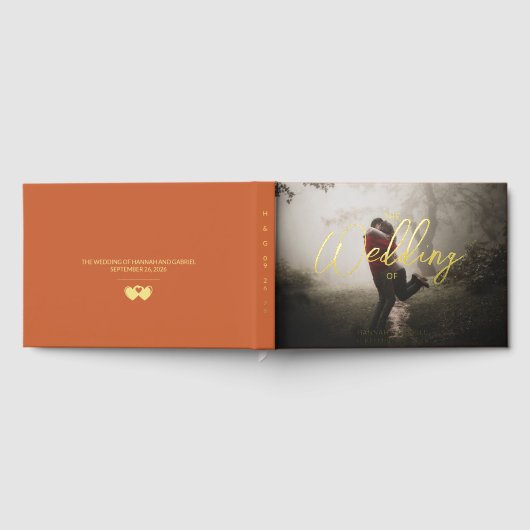 Foto toevoegen Trouwen Terracotta Folie gastenboek (Volledig)