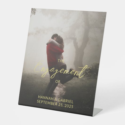 Foto toevoegen Wedding Engagement Party Sign Reclamebord Met Voetstuk (Voorkant)