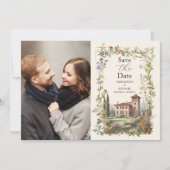 Foto Toscane Waterverf Italië Bestemmingsbruiloft Save The Date (Voorkant)