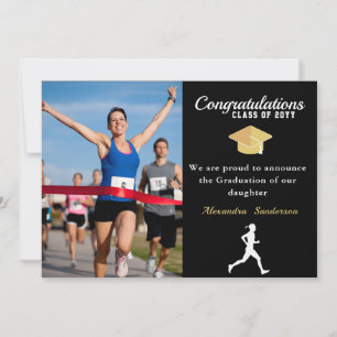 Foto Track hardloper felicitaties afgestudeerd Aankondiging