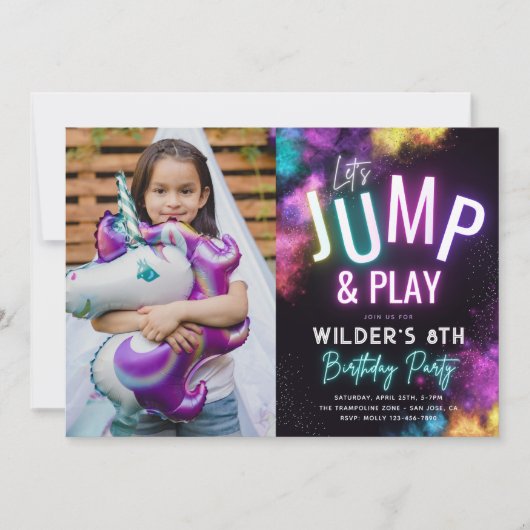 Foto Trampoline Party Invitation | JUMP Kaart (Voorkant)