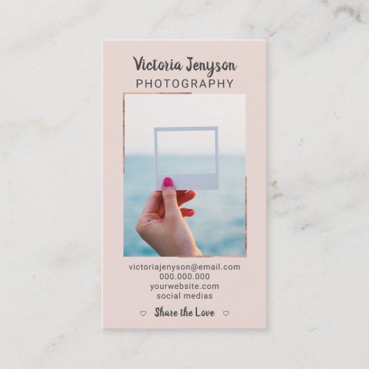 Foto trendfoto van de moderne roos gouden lijsten visitekaartje (Voorkant)