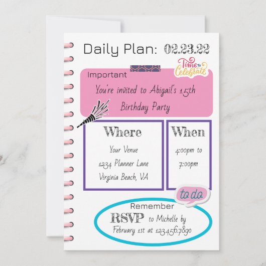Foto Trendy Daily Planner Modern Chic Birthday Kaart (Voorkant)