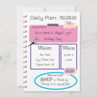 Foto Trendy Daily Planner Modern Chic Birthday Kaart