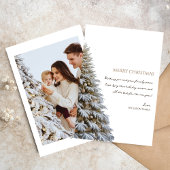 Foto Trendy minimalistische sneeuw kerstboom Feestdagenkaart