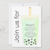 Foto Trendy Modern Light Green Boba Tea Birthday Kaart (Voorkant)