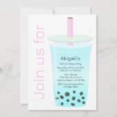 Foto Trendy Modern Pink Blue Boba Tea Birthday Kaart (Voorkant)