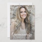 Foto Trendy Pink Quinceañera Sweet 15 Party Kaart (Voorkant)