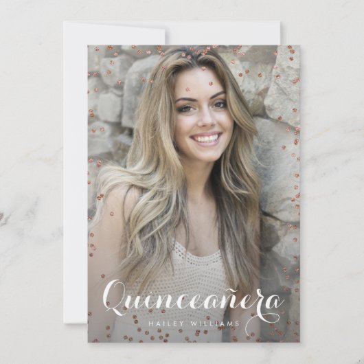Foto Trendy Pink Quinceañera Sweet 15 Party Kaart (Voorkant)