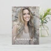 Foto Trendy Pink Quinceañera Sweet 15 Party Kaart (Staand voorkant)