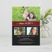 Foto trio aangepaste afstudeeraankondiging (wijnro aankondiging (Staand voorkant)