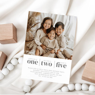 Foto Triple Joint Birthday Invitation Kaart