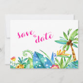 Foto Tropical Beach Berry roze Blauwgroen Blue Flo Save The Date (Achterkant)