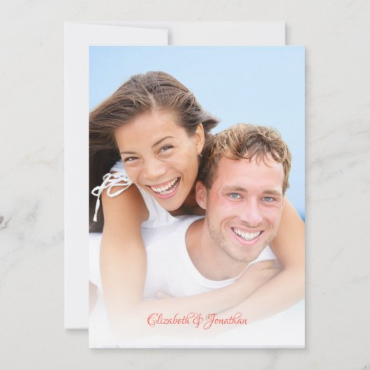 Foto Tropical Beach Conch Shell Modern Wedding Kaart (Achterkant)