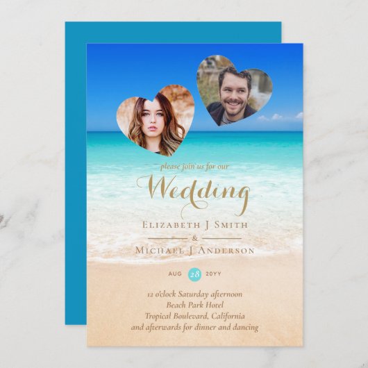 FOTO Tropical Beach Hearts Sand Zee Weddenschap IV (Voorkant / Achterkant)