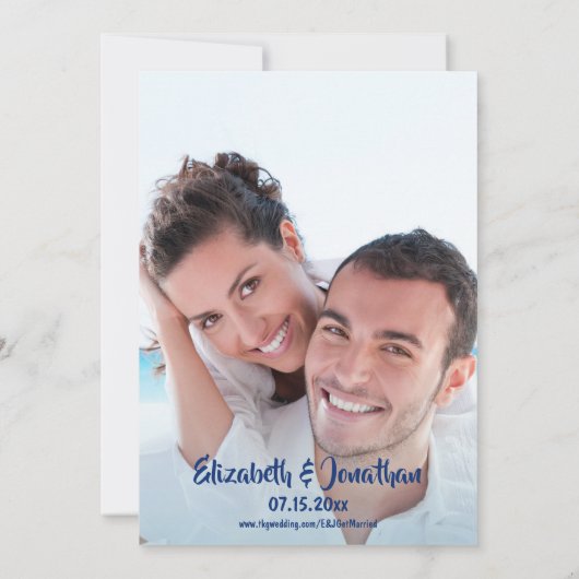 Foto Tropical Beach Modern Destination Wedding Kaart (Achterkant)