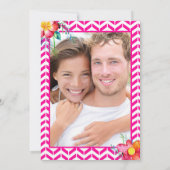 Foto Tropical Berry Pink Blauwgroen Floral Wedding Kaart (Achterkant)