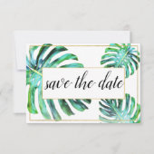 Foto Tropical Leaf Greenery Gold Save the Date (Voorkant)