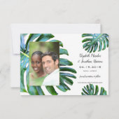 Foto Tropical Leaf Greenery Gold Save the Date (Achterkant)