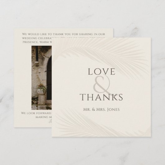 Foto Tropical Leaf Wedding Flat Dank u kaart (Voorkant / Achterkant)