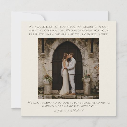 Foto Tropical Leaf Wedding Flat Dank u kaart (Achterkant)