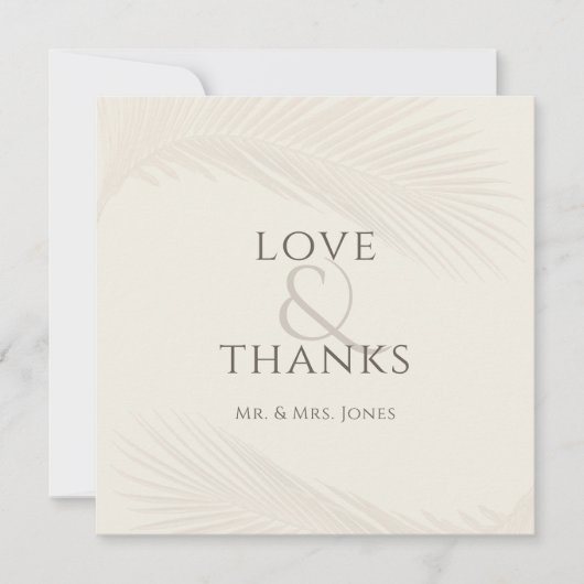 Foto Tropical Leaf Wedding Flat Dank u kaart (Voorkant)