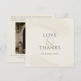 Foto Tropical Leaf Wedding Flat Dank u kaart