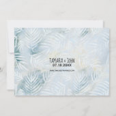 Foto Tropical Palm Leaves Blue Bewaar de datum Kaart (Achterkant)