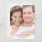 Foto Tropisch Roze Blauwgroen Floral Chevron Weddi Kaart (Achterkant)