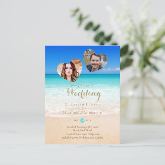 FOTO Tropisch Strand Harten Zand Zee Bewaar de Dat Briefkaart (Staand voorkant)