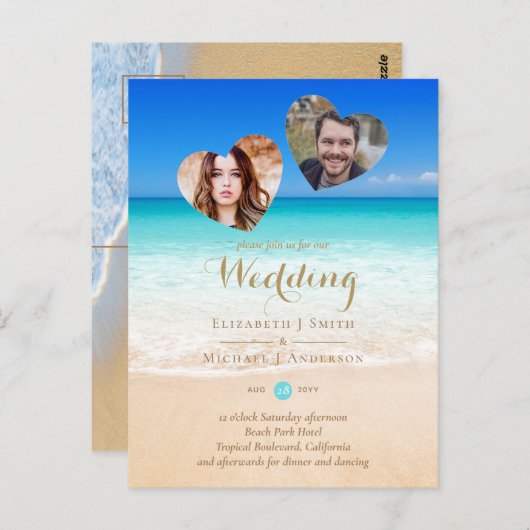 FOTO Tropisch Strand Harten Zand Zee Bewaar de Dat Briefkaart (Voorkant / Achterkant)