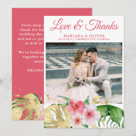 Foto tropische palmbladeren bloemenuitnodiging kaart