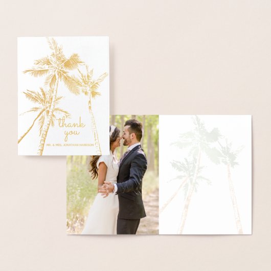 Foto Tropische palmbomen Beach Modern Dank je Folie Kaarten (Display)