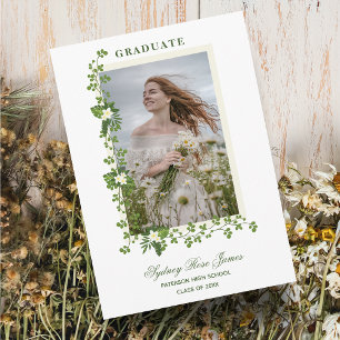 Foto Tropische takken & Witte bloemen Afstuderen Kaart