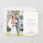 FOTO TROUW BEDANKJE modern eenvoudig zwart goud Bedankkaart (Achterkant)