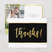 FOTO TROUW BEDANKJE modern eenvoudig zwart goud Bedankkaart (Voorkant / Achterkant)